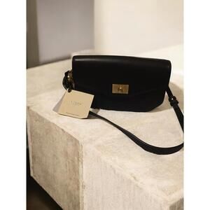 NWT Moncrief London Handbag Taylor Leather Flap Shoulder Purse Black Retail $825